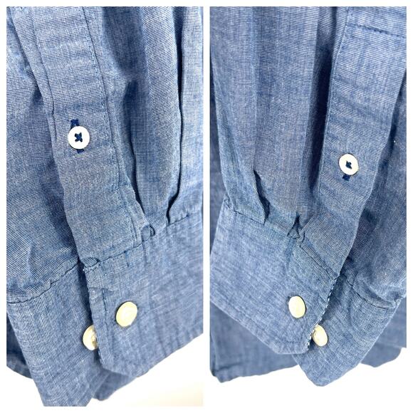 IZOD Button-Up Shirt Men's XL Blue Long Sleeve Collared Preppy 100% Cotton - Picture 4 of 8